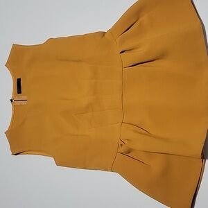 SEED Mustard yellow Pleated Zipper Back Sleeveless Formsl Top